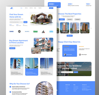 Real Estate Landing Page Design with Figma brand design branding civil design figma graphics design illustration landing page landingpage logo mockup product design real estate social media ui design uiux user experience user interface ux web design