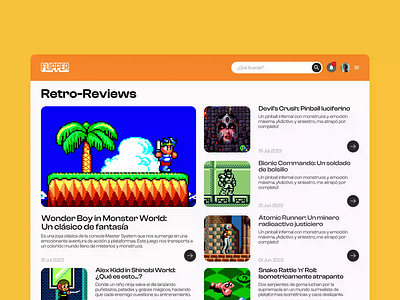 Flipper Category Concept desk desktop game gaming interface mag magazine motion orange page retro review ui ux video videogame web web magazine website white