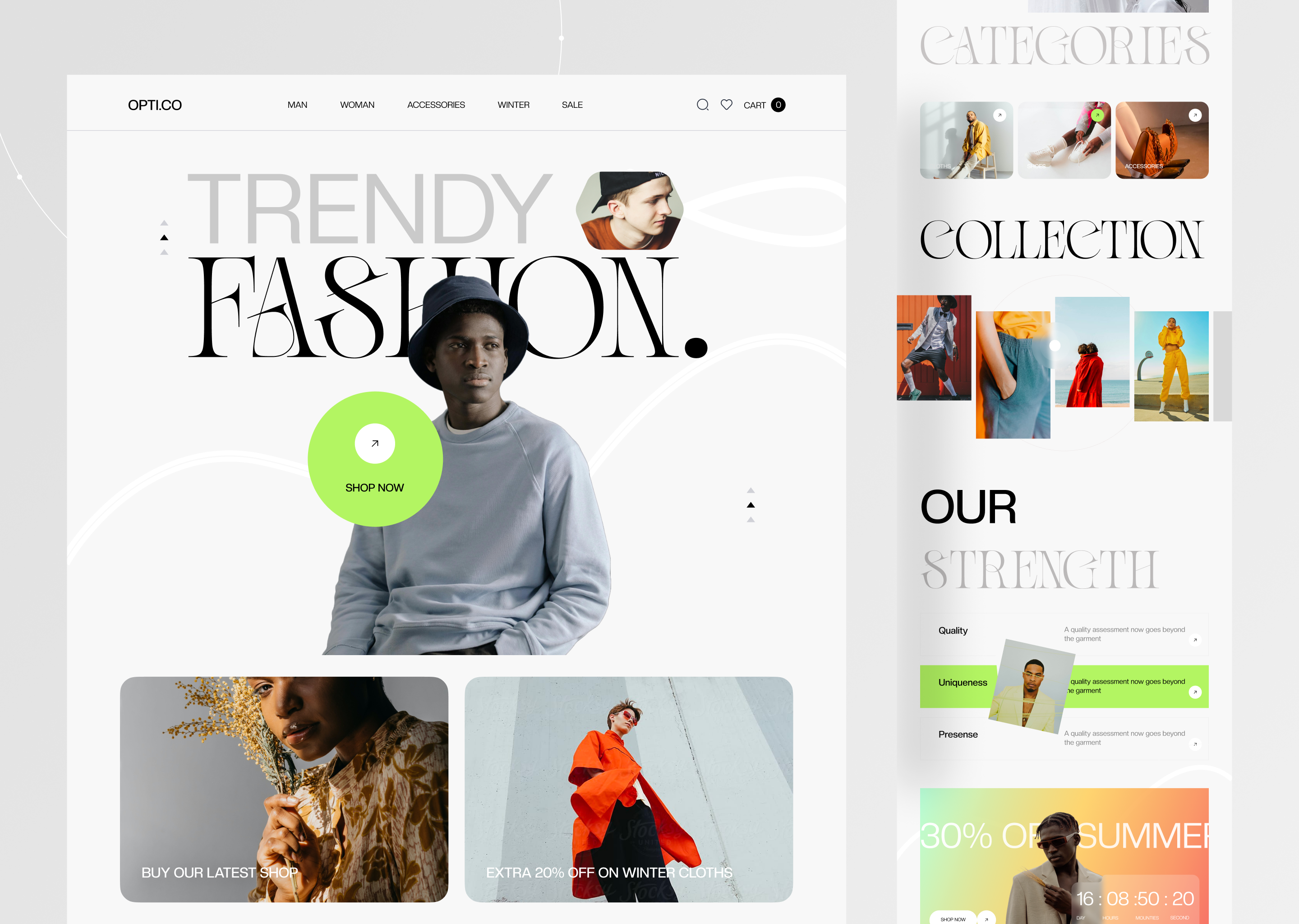 Fashion Website - OPTI.CO business design ecommerce website design fashion fashion trend website fashion web fashion website landing page landing page design product design product landing page product website trendy fashion uiux design web resoureces webdesign website design