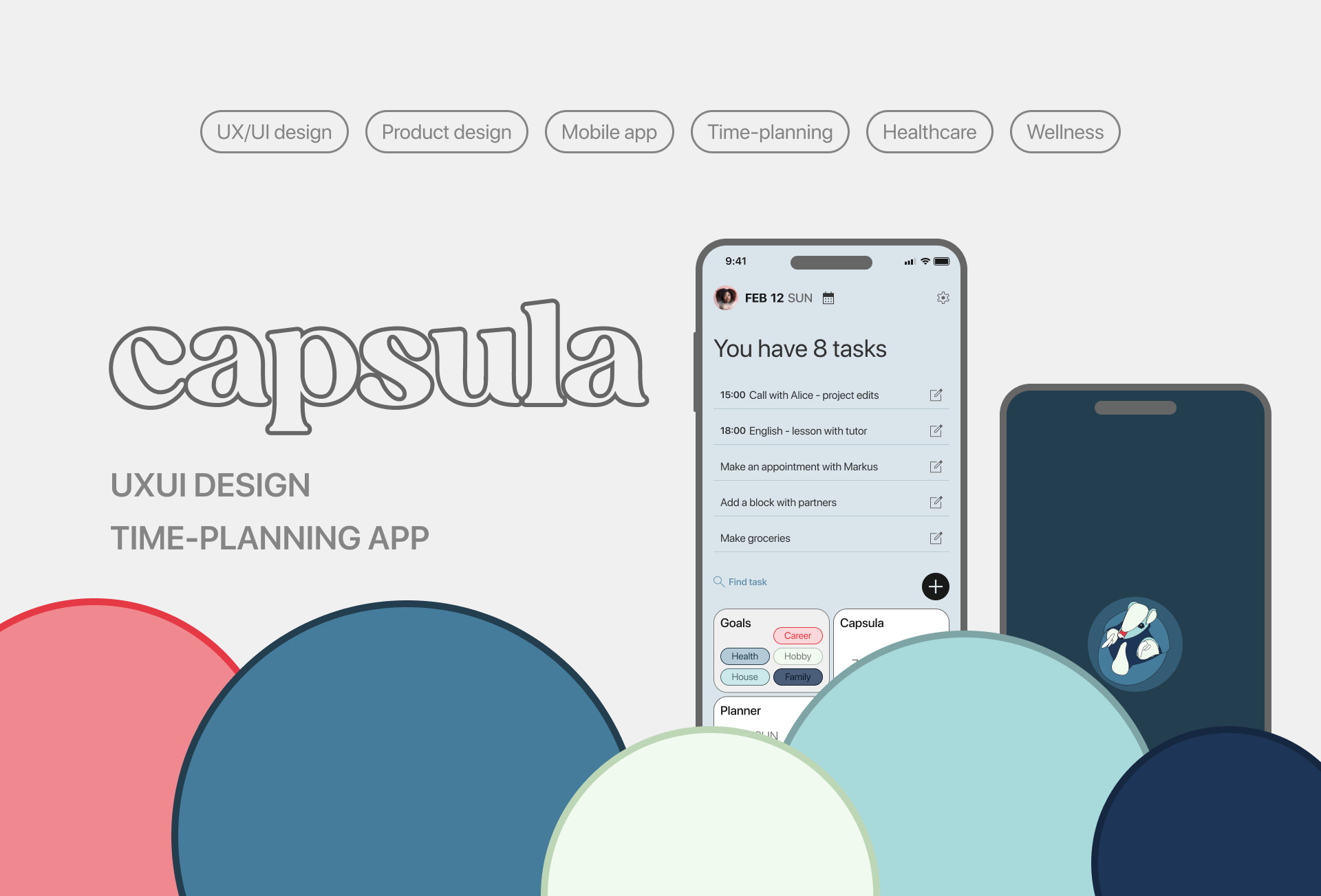 Capsula. Comfortable time-planning app app design figma mobile app ui ux uxui designer