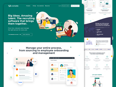 Redesigned workable website design interaction design saas saas landing page ui ux research