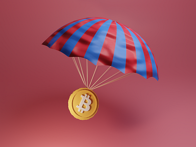 Bitcoin parachute airdrop 3d 3d model airdrop bitcoin blender crypto model modeling parachute