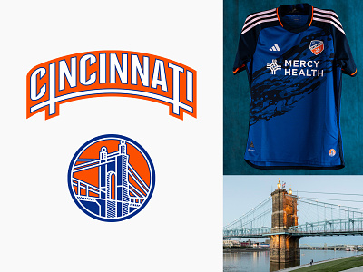 FC Cincinnati River Kit adidas badge brand brand identity branding bridge cincinnati design flat design graphic design icon illustration jersey kit logo ohio ohio river river soccer sports