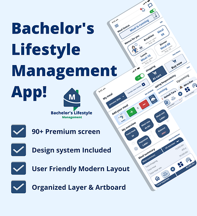 Bachelor's Lifestyle Management App! app design landing page mobile app shopping ui uiux ux