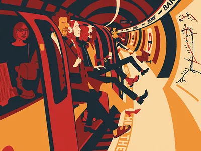 Mind the Gap cartoon commute england illustration london map metro mind the gap passengers railway retro station technology tourism train transport travel underground