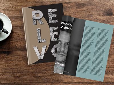 MAGAZINE - RELEVO REVISTA - RELEVO adobe communication design cork creativity current design diversity editorial design graphic design image magazine materials mockup modern organic original pages paper shapes text