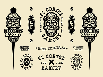 El Cortez Bakery arizona badges baked goods bakery brand kit branding bread design dough foodpick graphic design illustration logo marks mesa new packaging sugar skull toothpick typography
