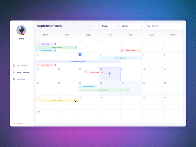 Personal Calendar aplication calendar design ui ux