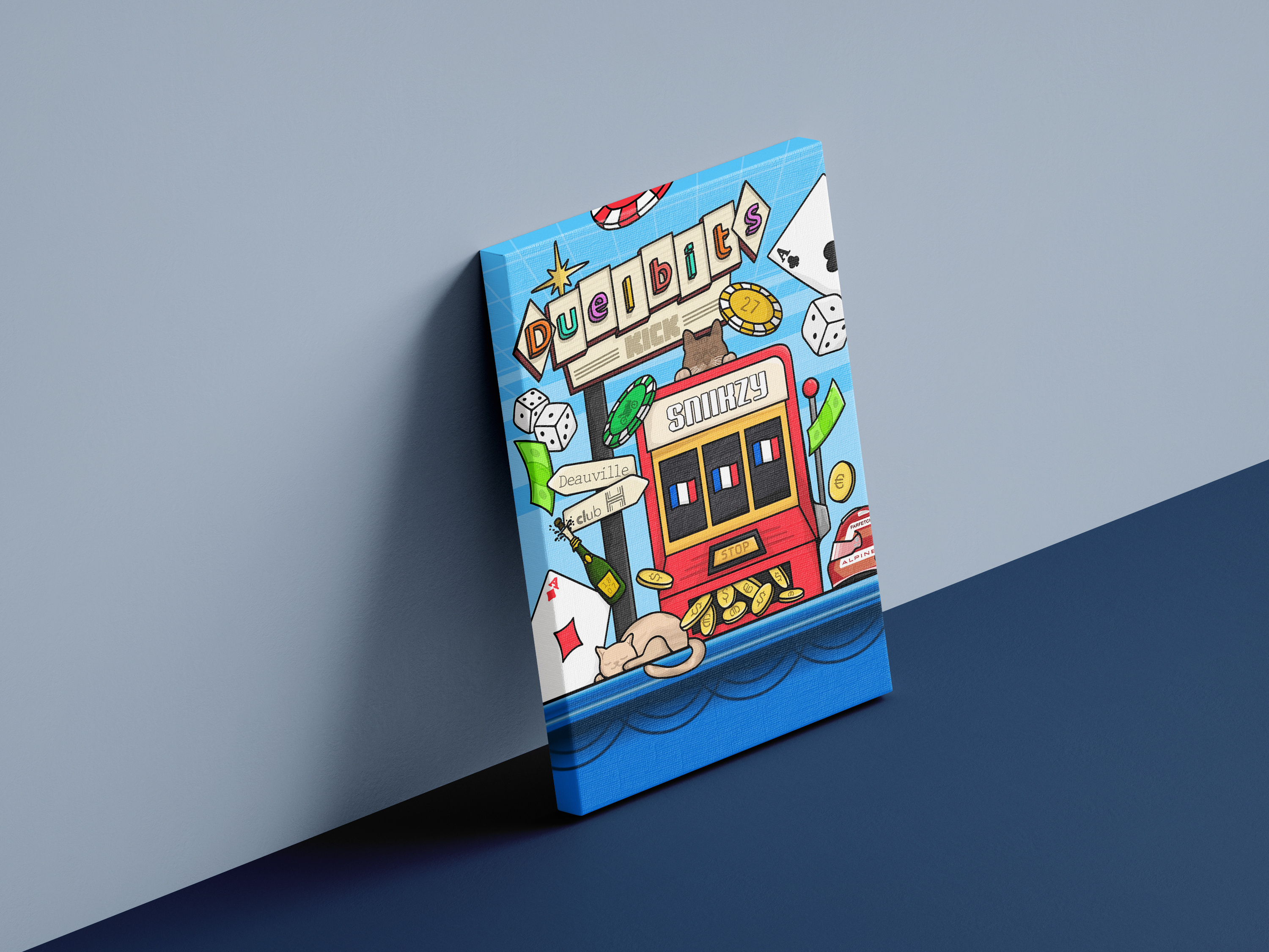 Sniikzy - Artwork art blue canvas chips design digital art drawing french gambling illustration kick money mural office art print procreate red streamer vector