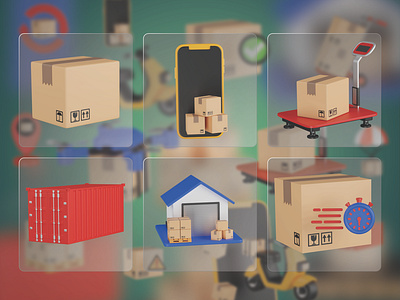 Delivery 3D Icon Set 3d 3d icon 3d icons blender cargo container container delivery delivery 3d icon ecommerce icon illustration logistic phone stock shipping stockhouse ui ux vector warehouse weight measuring device