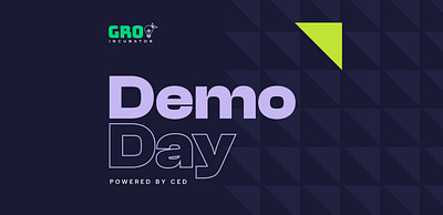 GRO Incubator: Demo Day branding cohort demo day event branding events graphic design incubator marketing collateral north carolina purple triangles