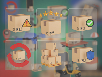 Delivery 3D Icon Set 3d 3d icons approved delivery blender delivery delivery insurance delivery rating delivery review graphic design icon icons illustration logistics package package rack package return package security package warning ui