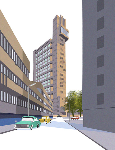 Trellick Tower architecture brutalism england goldfinger illustration london tourism travel