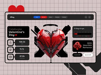 Valentine's Day UI ai futuristic midjourney tech technic ui valentines day