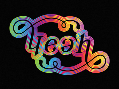 Yeah x2 ambigram gradient rainbow type