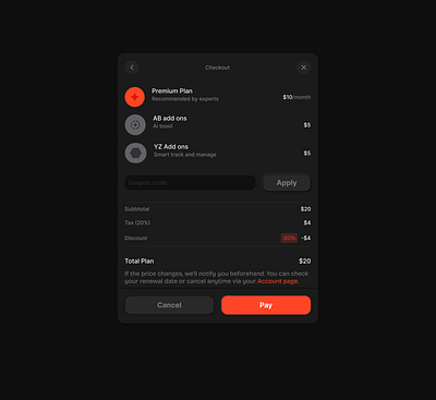 Checkout modal ui