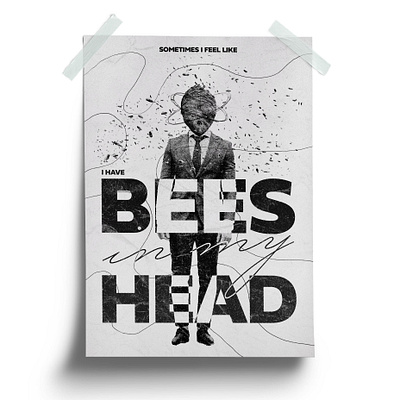 Bees In My Head Poster Design adobe photoshop collage design graphic design music industry poster design