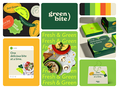 Meals Delivery Identity bag branding colors delivery design food graphic design green logo meals merch poster shapes social media stickers typography vector