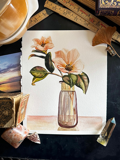 Magnolia illustration watercolor