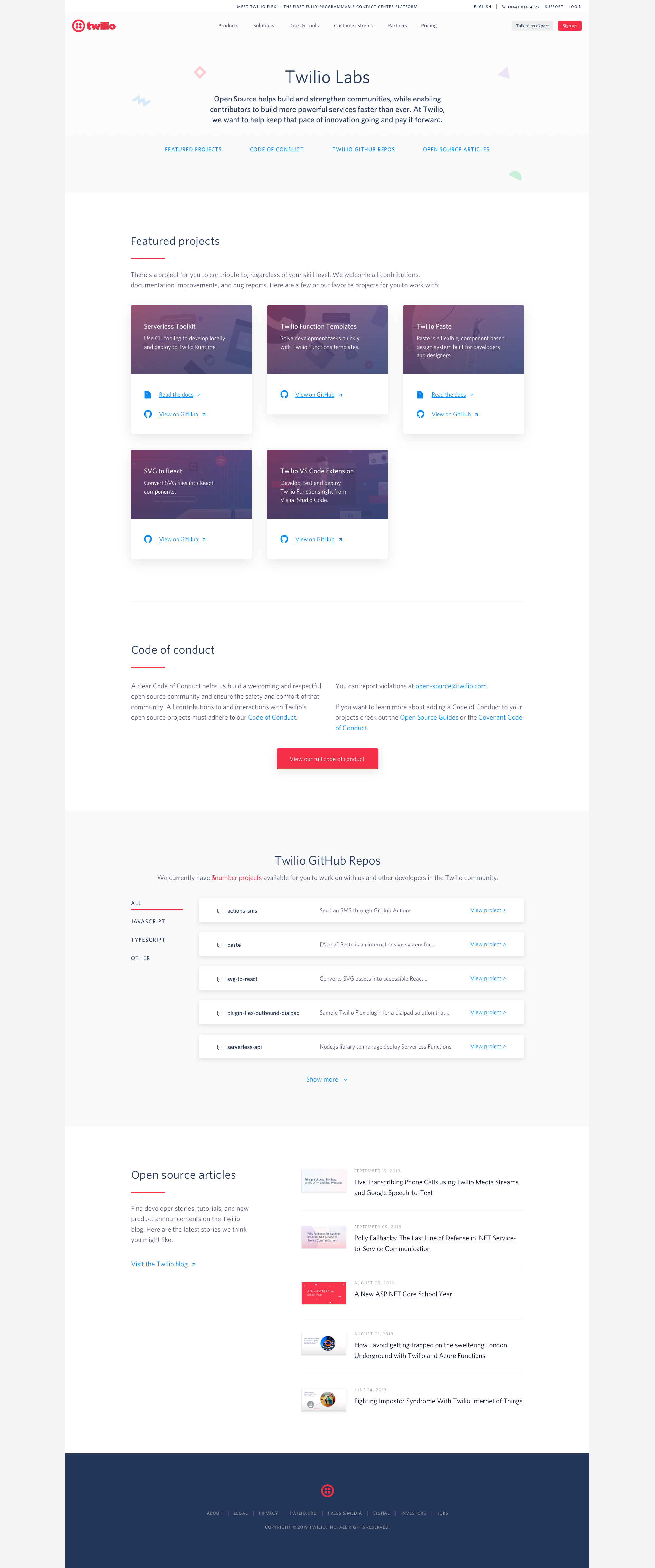 Twilio Labs landing page graphics landing page ui