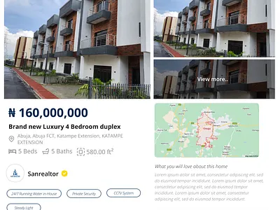 View Listing - Real Estate Website bento listing modal real estate ui