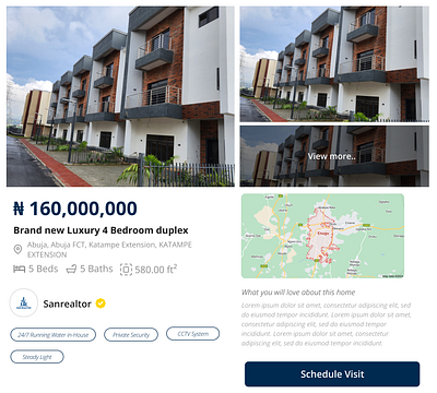 View Listing - Real Estate Website bento listing modal real estate ui