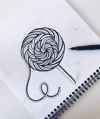 Sketching a new poster graphic advertising a yarn festival drawing illustration lineart lollipop sketch wool yarn