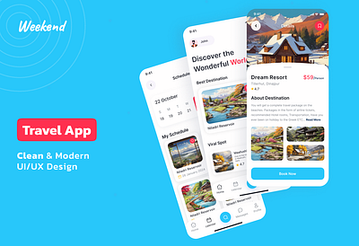 Weekend - Travel App app design app ui design graphic design travel app ui uiux design