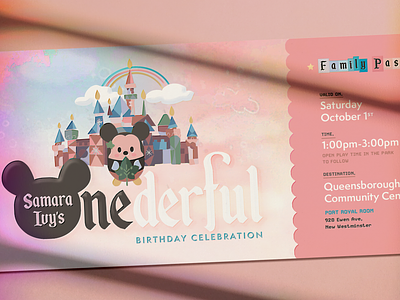 Samara's Onederful Birthday birthday party birthday theme bluey character design disney birthday disneyland doc mcstuffins donald duck first birthday invitation lambie mickey mouse milestone board pluto poster print ticket invitation ufufy