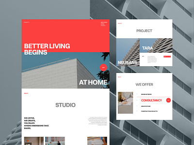 Architecture Bureau Landing Page agency architecture building clean figma gallery landing page modern office portfolio red swiss design template typography ui ui kit web design white space