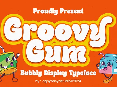 Groovy Gum - A Playful Bubbly Typeface bold brand branding bubble bubbly cartoon children display event font fun grafitti groovy kids music playful pop retro typeface vintage