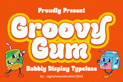 Groovy Gum - A Playful Bubbly Typeface bold brand branding bubble bubbly cartoon children display event font fun grafitti groovy kids music playful pop retro typeface vintage
