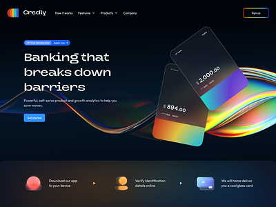 🤑 Credly | Fintech Landing page banking best fintech web design branding finance fintech landing page hero section illustration landing page minimal mobile banking product design saas saas design ui ux web app web design web page design website website design