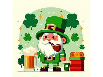 Vector Hand Drawn Saint Patrick Day Leprechaun Illustration beer catholic celebration clover culture day feast festival gnome green holiday ireland irish leprechaun parade patrick religious saint shamrock traditional