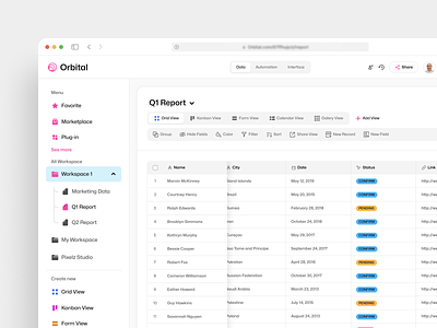 saas dashboard - Orbital spreadsheet collaboration service clean cloud collaboration dashboard dashboard design design fintech fintech saas management system minimal product design project saas saas dashboard saas product spreadsheet system ui