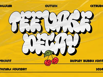 Teenage Decay - Display Bubble Font 90s branding bubble design display font fonts free font graffiti illustration logo logotype merchandise retro spray typeface ui urban vintage wall