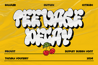 Teenage Decay - Display Bubble Font 90s branding bubble design display font fonts free font graffiti illustration logo logotype merchandise retro spray typeface ui urban vintage wall