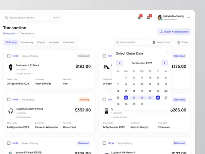Kusale - Transaction Dashboard Page admin admin dasboard admin e commerce dashboard dashboard transaction design e commerce e commerce dashboard online store online store dashboard product design saas sales admin sales admin dashboard store transaction transaction dashboard ui ui design uiux