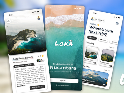 Travel App UI Design - Loka design figma figma ui design idn boarding school mobile app ui design mobile ui nusantara travel travel app design travel app ui travel app ui design travel app ui inspiration ui ui concept ui desig ui design