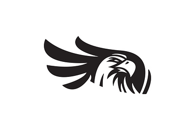 Falcon Wing Logo animal bald black branding design eagle face falcon feather hawk head illustration logo modern negative predator sale side space wing