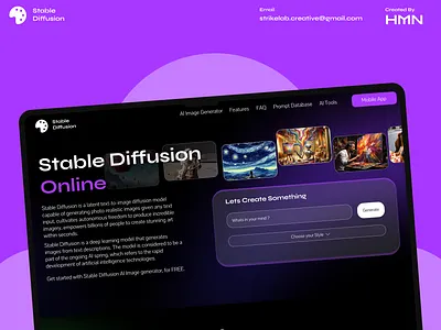 Stable Diffusion Concept Homepage design by HMN app homepage interface main mobile ui web