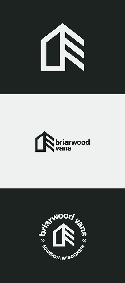 Briarwood Vans branding flat house icon logo minimalist modern simple tree van life