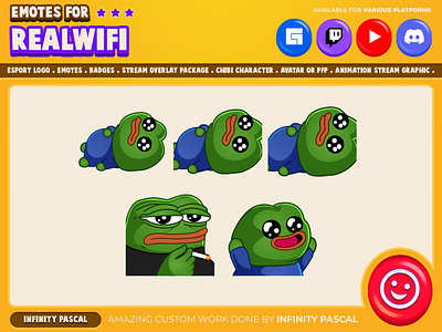 🐸Custom Pepe Emotes🐸 2d animal artwork chibistyle conceptart customdesign design digitalillustration discord emotes facebook emotes freelancer frog illustration loyalty badges opencommission originalcharacter pepefrog streamer twitch emotes youtube emotes