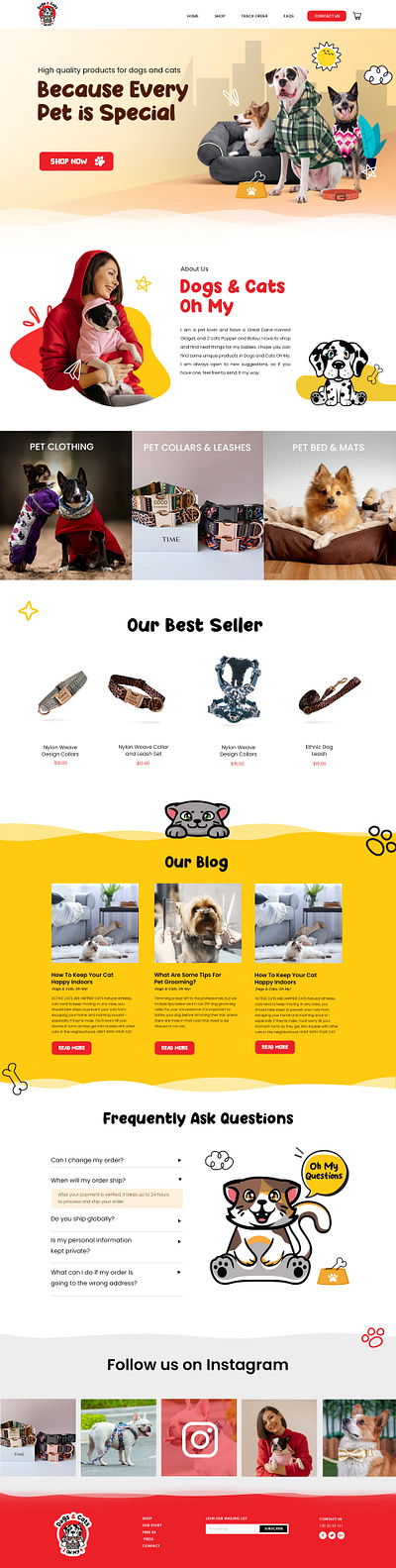 Dogs & Cats Website Design cats dogs landing page pet shopify web design wordpress