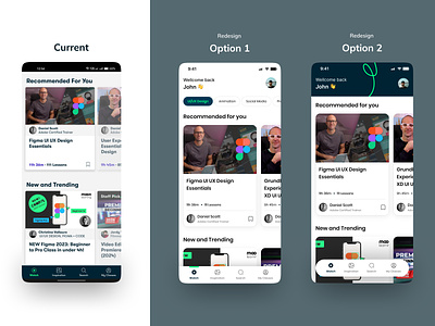 Mobile App - SkillShare Redesign Concepts clean design home screen mobile design redesign reinvent rethink skillshare skillshare app ui ux versions