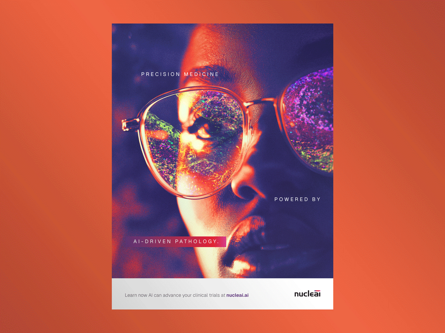 Nucleai ad campaign concepts ad ai animation branding campaign collage colorful concept design gif glasses graphic design health layers layout mid journey people science technology visual