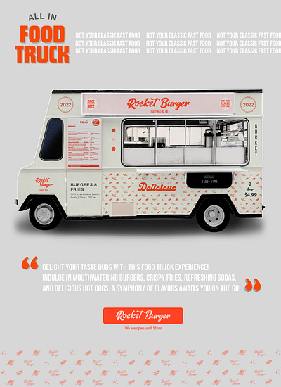 Rocket Burger - All In Food Truck ad brand identity branding design food truck design graphic design illustration logo product design tipography ui vector