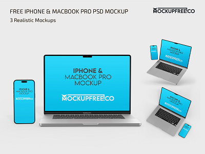 Free iPhone & MacBook Pro PSD Mockup iphone iphone mockup laptop macbook macbook mockup macbook pro mockup mockup mockups photoshop psd template