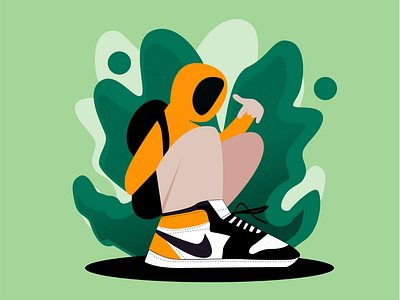 yow flat illustration green illustration leaf leaves nike orange shoes whats up!