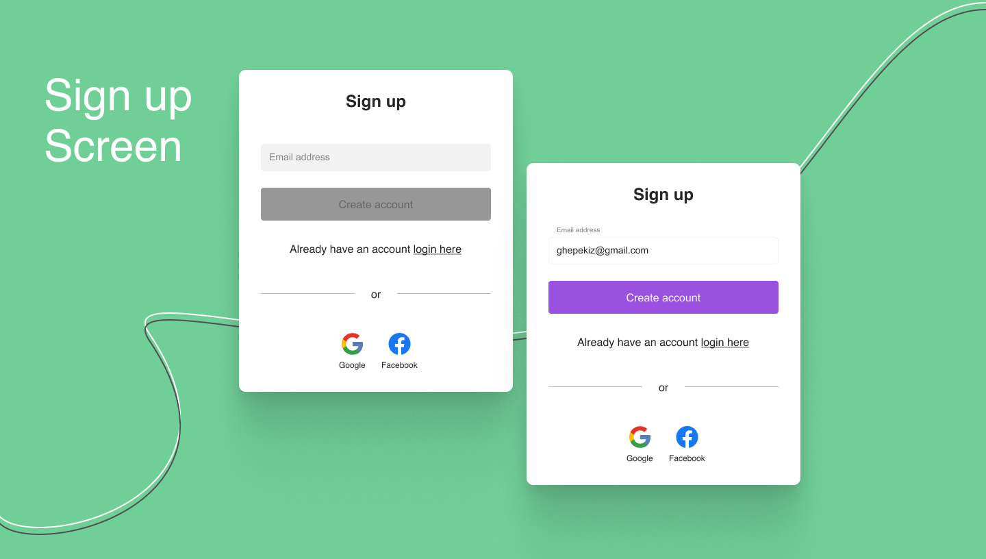 Sign up screen UI by Gonca Onusluel Hepekiz on Dribbble